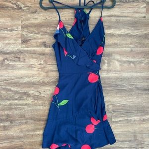 Ruffled blue cherry mini summer dress